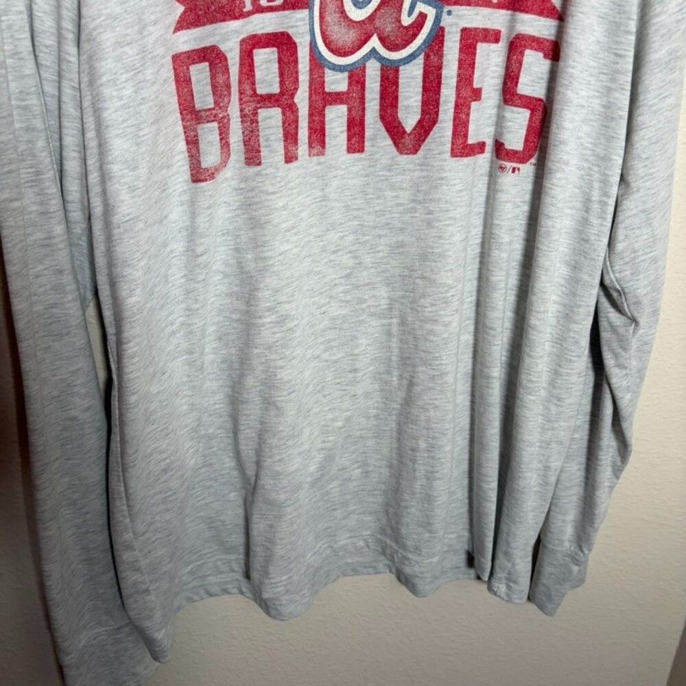 Atlanta Braves T-Shirt Adult Large Gray Long Sleeve Logo 47 Graphic Tee - Picture 4 of 7